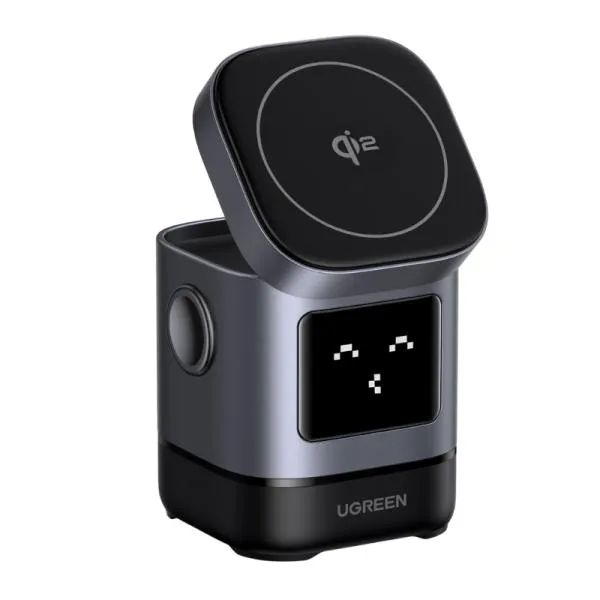 CARGADOR INALAMBRICO 2 EN 1 UGREEN W709 15W MAGNETICO CARGA RAPIDA PARA APPLE 45775 NEGRO