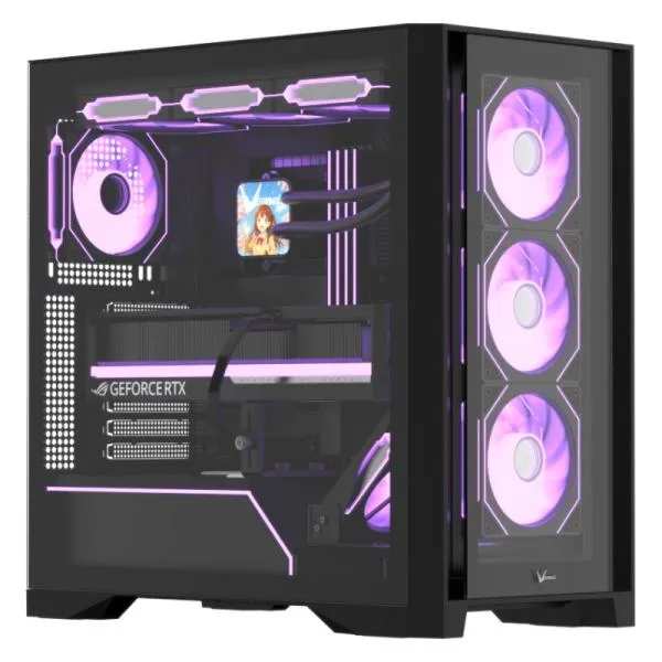 CASE ARGB FORMULA V AIR POWER G8 FLOE BLACK MID TOWER VENTILADORES 5 DE 120 MM CON MALLA FRONTAL Y VIDRIO LATERAL 4711401663935 NEGRO