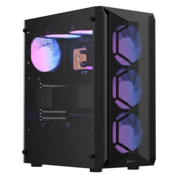 CASE ARGB FORMULA V LINE AIR POWER G1 PLUS BLACK MID TOWER VENTILADORES 6 DE 120 MM CON MALLA FRONTAL Y VIDRIO LATERAL 4711401663614 NEGRO