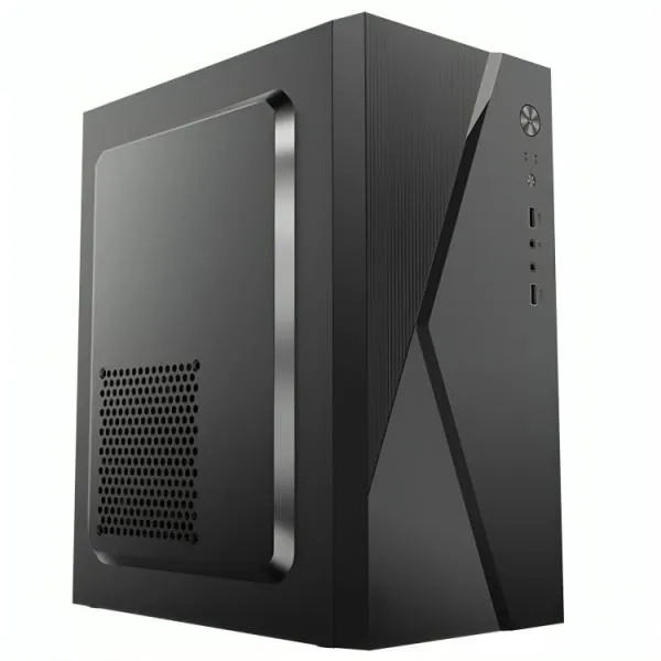 CASE CM04Q1RA001C MINI TOWER SIN VENTILACIÓN INCLUIDA CON PANEL LATERAL Y CON FUENTE DE PODER 600W NEGRO