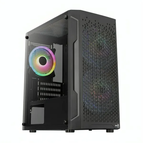 CASE GAMING AEROCOOL TRINITY MINI G-BK-V1 MINI TOWER VENTILADOR 1 DE 120MM CON VIDRIO LATERAL Y MALLA FRONTAL ACCS-PV32013.11 NEGRO