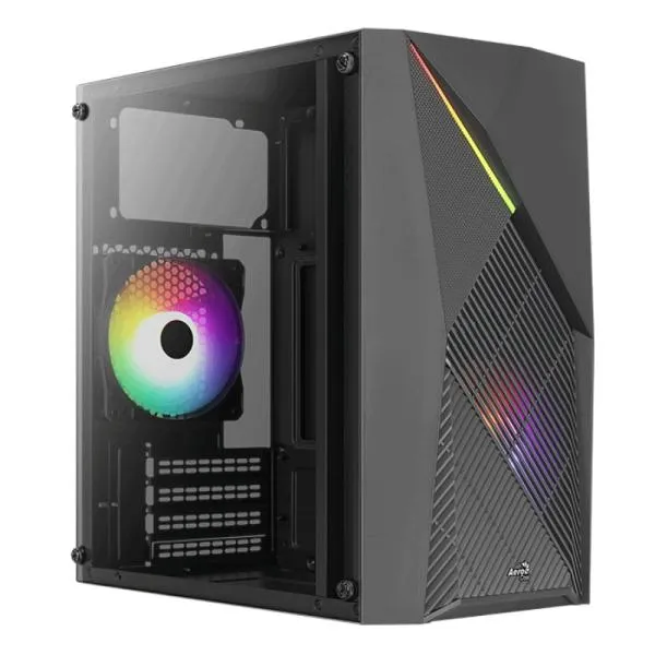 CASE GAMING RGB AEROCOOL RAIDER MINI-G-BK-V1 MINI TOWER VENTILADOR 1 DE 120MM CON VIDRIO LATERAL ACCM-PV41042.11 NEGRO