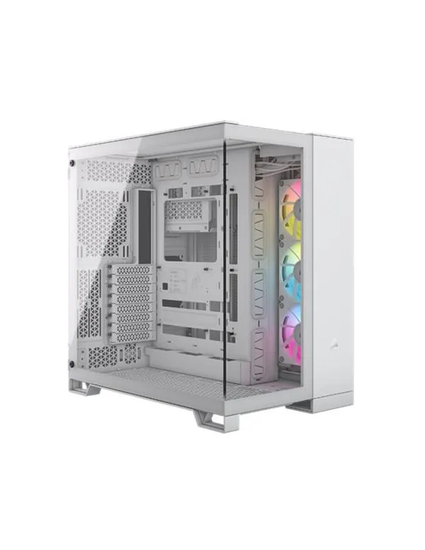 CASE GAMING RGB CORSAIR ATX iCUE LINK 6500X MID TOWER VENTILADORES 3 DE 120M CON VIDRIO LATERAL CC-9011270-WW BLANCO