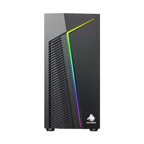 CASE GAMING RGB EAGLE WARRIOR CG03RWRA001C H410 SIN VENTILACIÓN INCLUIDA CON VIDRIO LATERAL Y TIRA RGB NEGRO