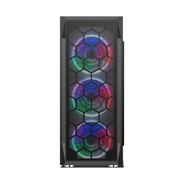 CASE GAMING RGB  EAGLE WARRIOR CG08Z3RA002C MID TOWER VENTILADORES 3 DE 120MM CON VIDRIO LATERAL Y MALLA FRONTAL NEGRO