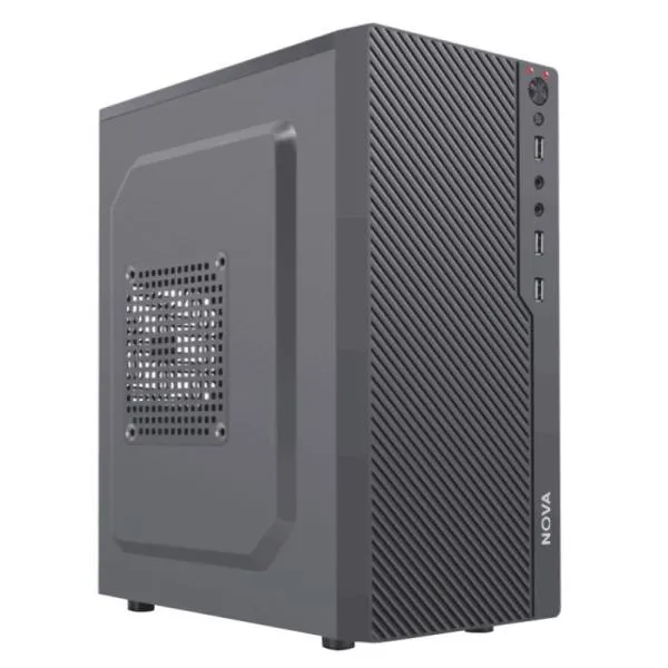CASE NOVA CM04KTRA002C MINI TOWER SIN VENTILACIÓN INCLUIDA  CON PANEL LATERAL Y CON FUENTE DE PODER PE600RNF013C NEGRO