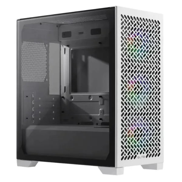 CASE RGB COOLER MASTER ELITE 302 WHITE MINI TOWER VENTILADORES 3 DE 120MM CON VIDRIO TEMPLADO LATERAL E302-WGNN-S00 BLANCO