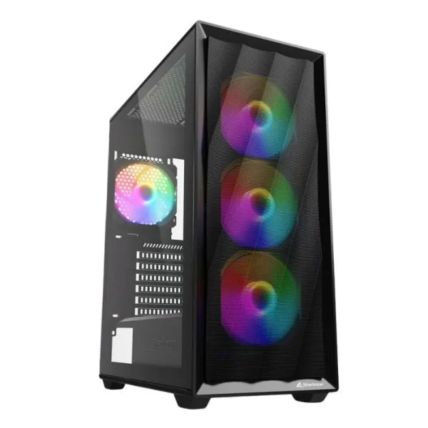 CASE RGB SHARKOON VK4 RAINBOW MID TOWER VENTILADORES 3 DE 120MM CON VIDRIO LATERAL 4044951044108 NEGRO