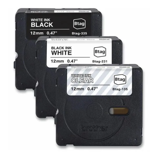 CINTA PARA ETIQUETADORA BROTHER BTAG3M01 12MM X 4M 3PK SURTIDO BLANCO/NEGRO/TRANSPARENTE