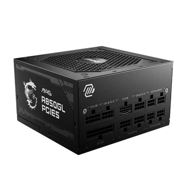 FUENTE DE PODER MSI MAG A850GL PCIE5 850W 80 PLUS GOLD FULL MODULAR ATX 306-7ZP8A23-CE0 NEGRO