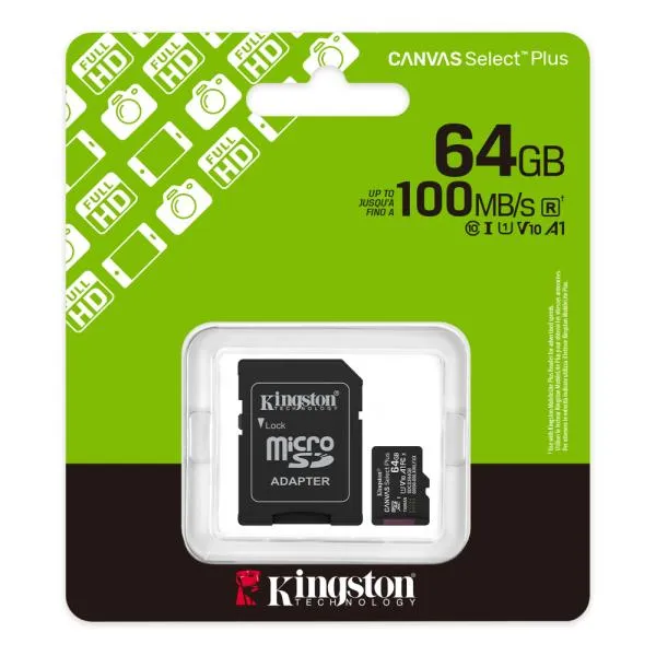 Memoria MicroSD Kingston Canvas Select Plus 64GB Clase 10 UHS-I