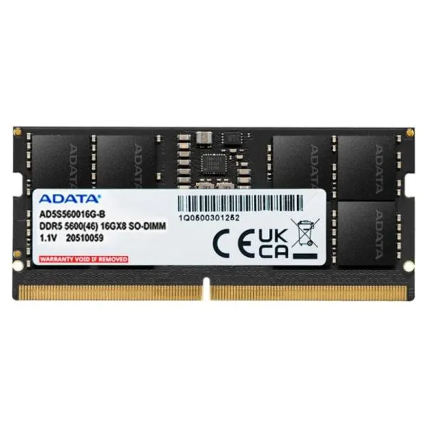 MEMORIA RAM PARA LAPTOP 16GB ADATA AD5S560016G-S DDR5 5600MHZ CL46 1.1V NEGRO