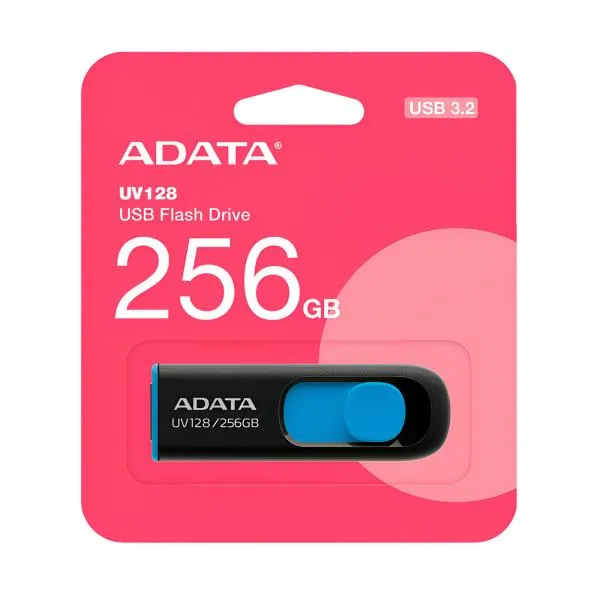 MEMORIA USB 256GB ADATA UV128 USB-A  3.2 GEN 1 AUV128-256G-RBE NEGRO / AZUL