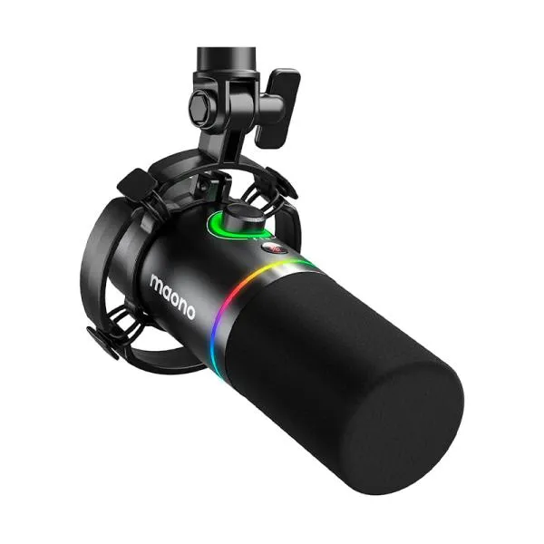 MICRÓFONO GAMING RGB MAONO PD200X USB / USB-C / XLR DINÁMICO DUAL NEGRO
