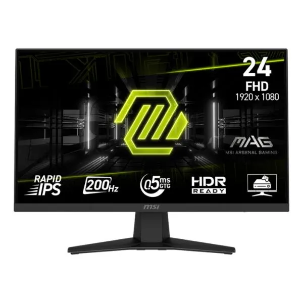 MONITOR GAMING MSI MAG 244F 23.8 PULG PLANO 1920 X 1080 200 HZ ANTI-GLARE HDMI Y DP 9S6-3BC41H-004 NEGRO NEGRO