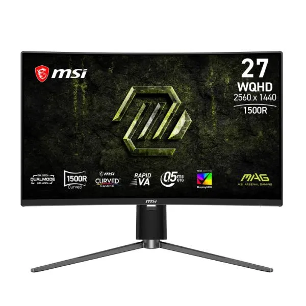 MONITOR GAMING MSI MAG 274CQPDF X32 27 PULG CURVA 1500R WQHD 320HZ/400HZ RAPID VA AMD FREESYNC PREMIUM DISPLAYPORT/HDMI/AUDÍFONOS NEGRO