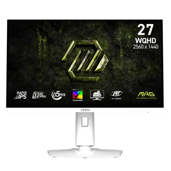 MONITOR GAMING MSI MAG 274QRFW X32 27 PULG PLANA WQHD 2560X1440 320HZ RAPID IPS G-SYNC 9S6-3CE49H-036 BLANCO