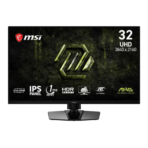 MONITOR GAMING MSI MAG 321UPD E14 31.5 PULG PLANA 4K/UHD 144HZ/288HZ IPS AMD FREESYNC PREMIUM DISPLAYPORT/HDMI/AUDÍFONOS HDR READY/PIP/PBP/MODO CONSOLA 9S6-3DE49M-001 NEGRO