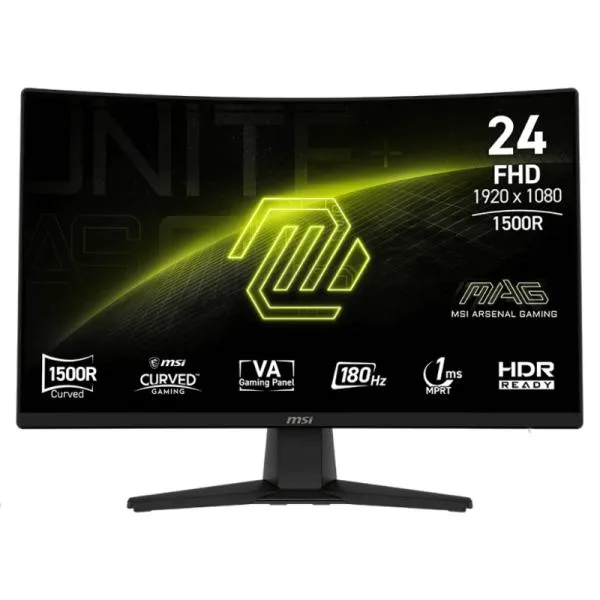 MONITOR MSI MAG 242C 23.6 PULG CURVO 1920 X 1080 180 HZ ANTI-GLARE HDMI Y DP 9S6-3BC31T-004