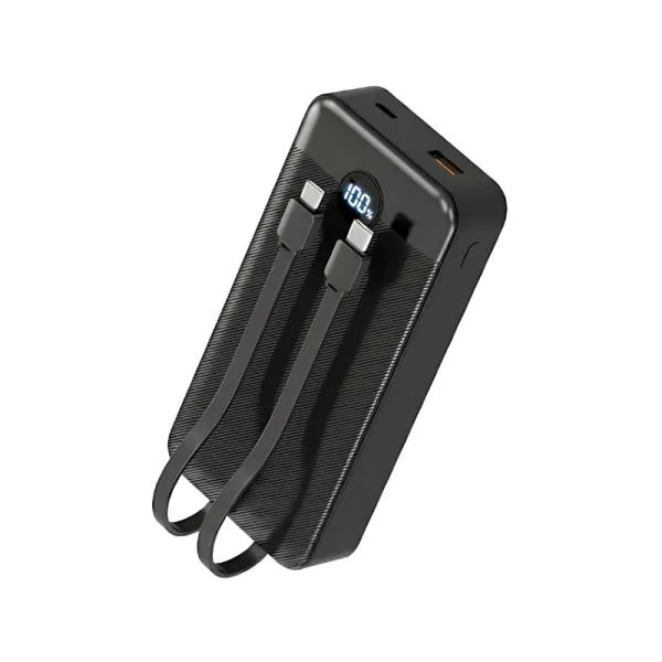 POWER BANK NOVA PB-911 20000MAH PD 22.5W/2 USB-A/USB-C/CABLES USB-C Y LIGHTNING NEGRO