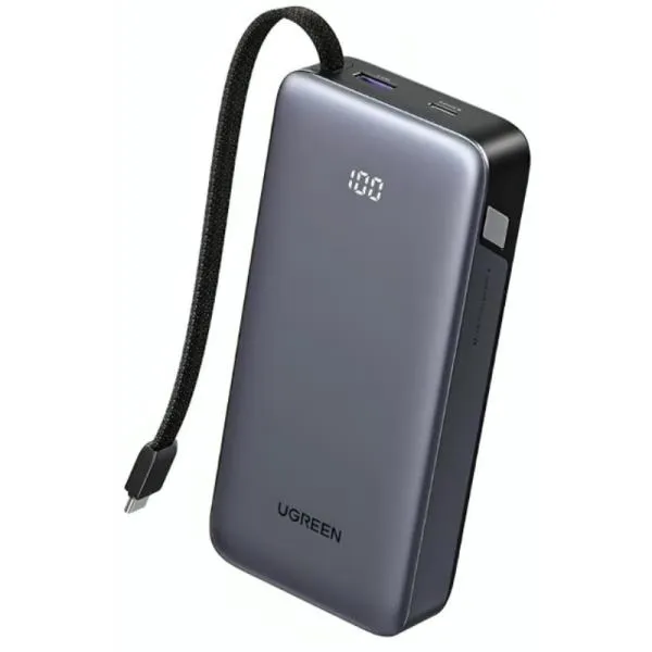 POWER BANK UGREEN PB550 NEXODE 20000MAH CABLE USB-C INTEGRADO CARGA RÁPIDA 67W 85166B GRIS