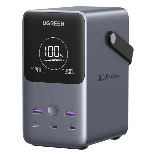 POWER BANK UGREEN PB770 48000MAH 300W 5 PUERTOS CARGA RÁPIDA PORTÁTIL 25286 GRIS