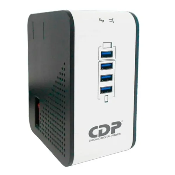 REGULADOR DE VOLTAJE CDP R2CU-AVR1008 1000VA 500W 8 TOMAS 170?270 VCA PANTALLA LED OCULTA PROTECCIÓN COAXIAL NEGRO / BLANCO