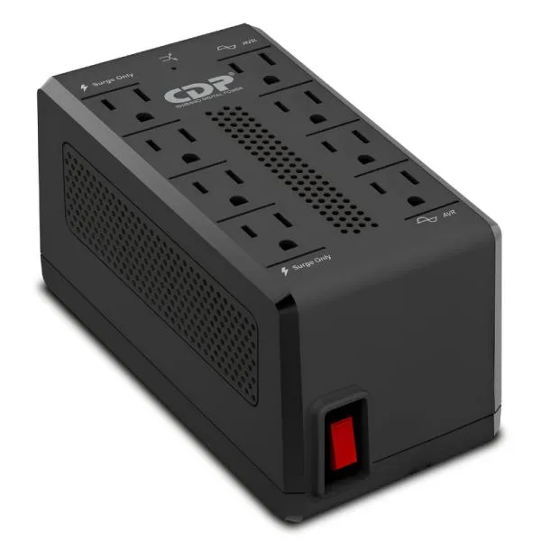 REGULADOR DE VOLTAJE CDP RAVR1408 1400VA/700W 8 TOMAS 80 150V REGULACIÓN AUTOMÁTICA NEGRO