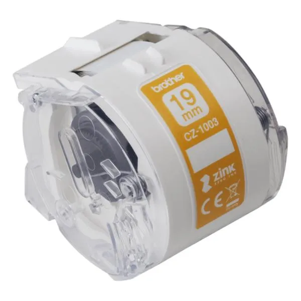 ROLLO DE ETIQUETAS CONTINUO A COLOR BROTHER CZ1003 ZERO INK 19MM X 5M COMPATIBLE CON IMPRESORA VC-500W