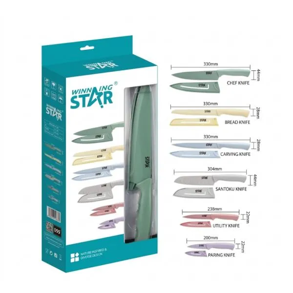 SET DE CUCHILLOS WINNING STAR ST-7808 6 PIEZAS DJ-1706-WST-38783