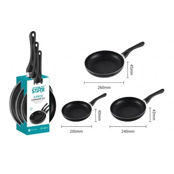 SET DE SARTENES WINNING STAR ST-5217 ALUMINIO 3 PIEZAS GUO-1762-WST-18642 NEGRO