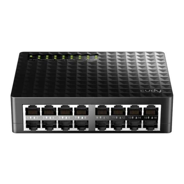 SWITCH  CUDY  FS1016D 1.0  16 PUERTOS RJ45  10/100 MBPS  NO ADMINISTRABLE NEGRO