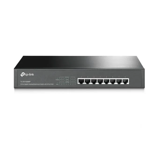SWITCH TP LINK TL-SG1008MP 8 PUERTOS RJ45 GIGABIT POE+ 10/100/1000 MBPS NO ADMINISTRABLE NEGRO