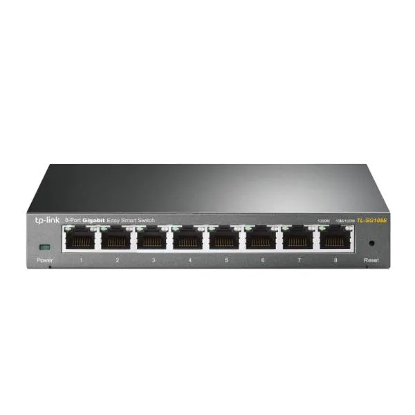 SWITCH TP LINK TL-SG108E 8 PUERTOS GIGABIT 10/100/1000 MBPS EASY SMART MANAGED ADMINISTRABLE GRIS