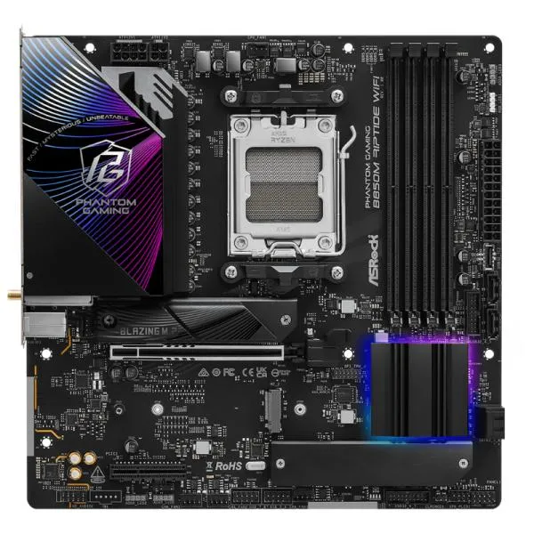 Tarjeta Madre ASROCK B850M RIPTIDE WIFI - AM5 - DDR5 - mATX - PCIe 4.0