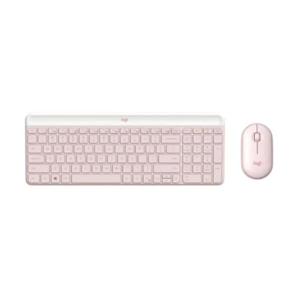 TECLADO Y MOUSE LOGITECH  MK470 SLIM COMBO MEMBRANA INALÁMBRICO 2.4 GHZ INGLÉS 920-011313 ROSADO