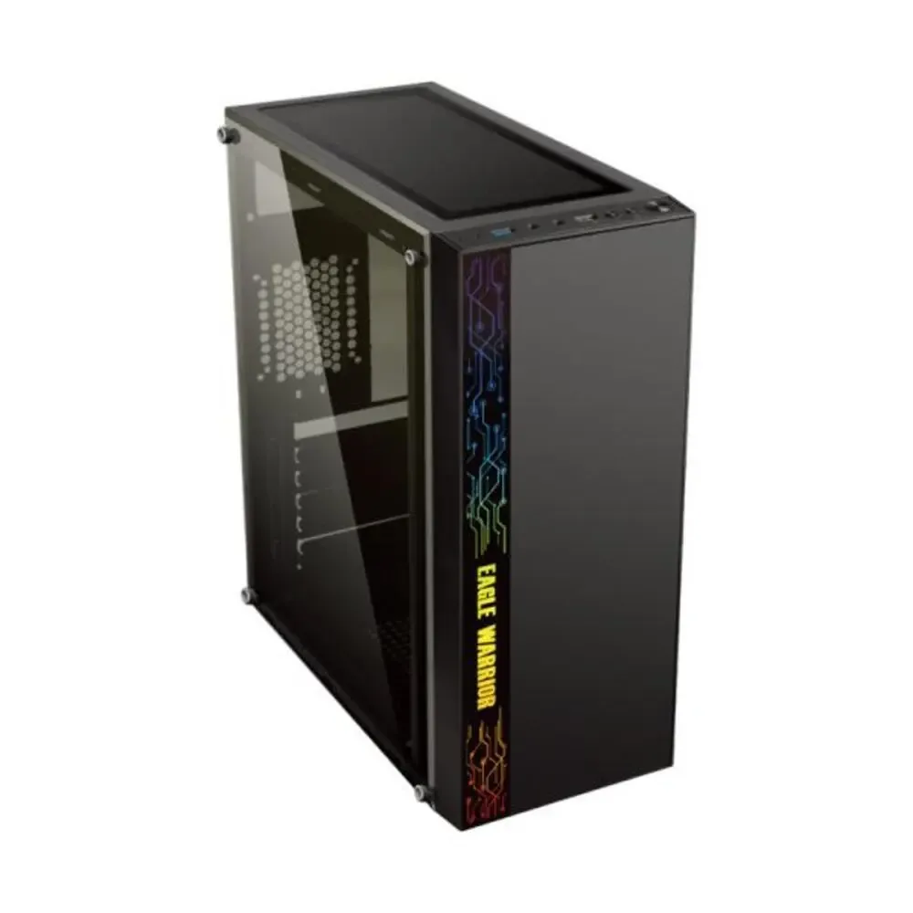 CASE GAMING EAGLE WARRIOR CG17Z3RA001C TEMPERED GLASS RGB STRIP FRONT