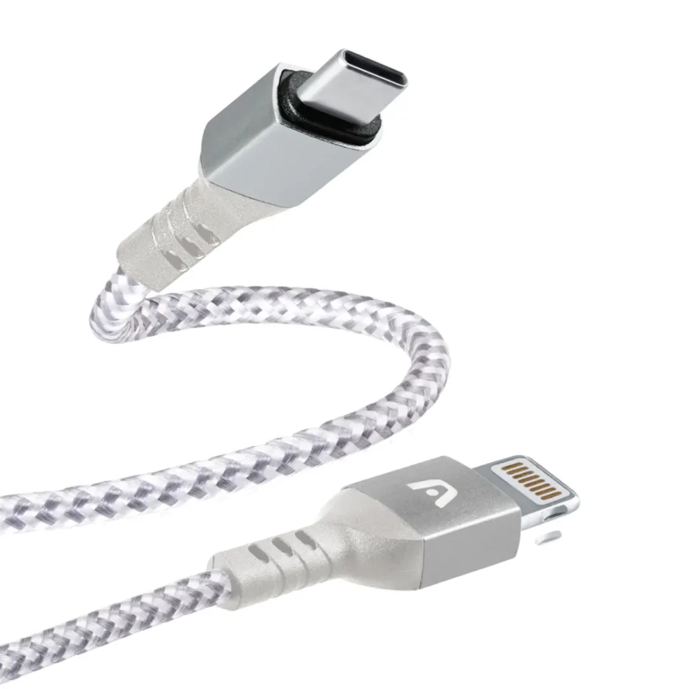 CABLE ARGOM DURA FORMA FAST CHARGE TYPE-C IPHONE NYLON BRAIDED 1.8M/6FT WHITE ARG-CB-0024WT