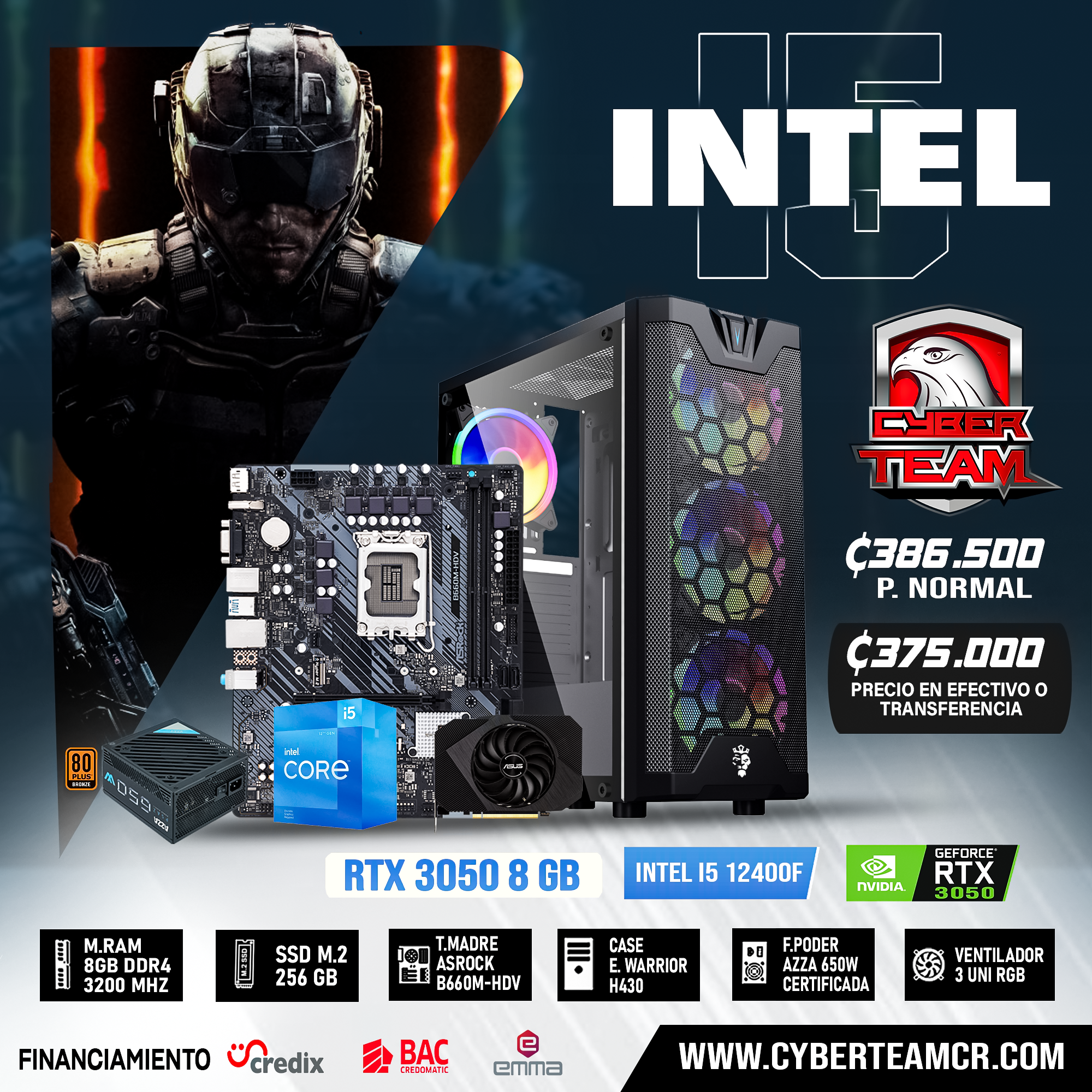 PC GAMING INTEL I5 12400F - RTX 3050 8GB