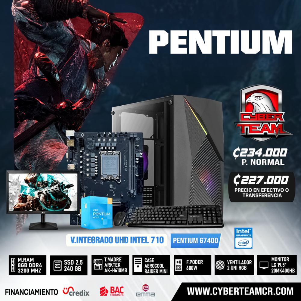 PC GAMING INTEL PENTIUM GOLD G7400 + MONITOR LG