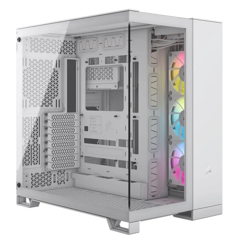 CASE GAMING CORSAIR DOBLE CAMARA MEDIA TORRE 6500X RGB VIDRIO TEMPLADO 3 ICUE LINK RX RGB WHITE CC-9011270-WW