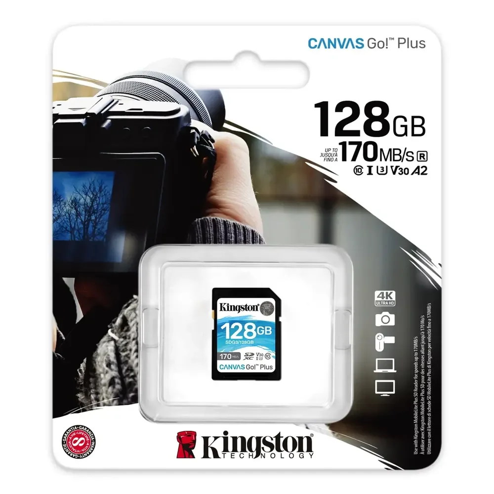 Memoria SD Kingston 128GB Canvas Go Plus 4K