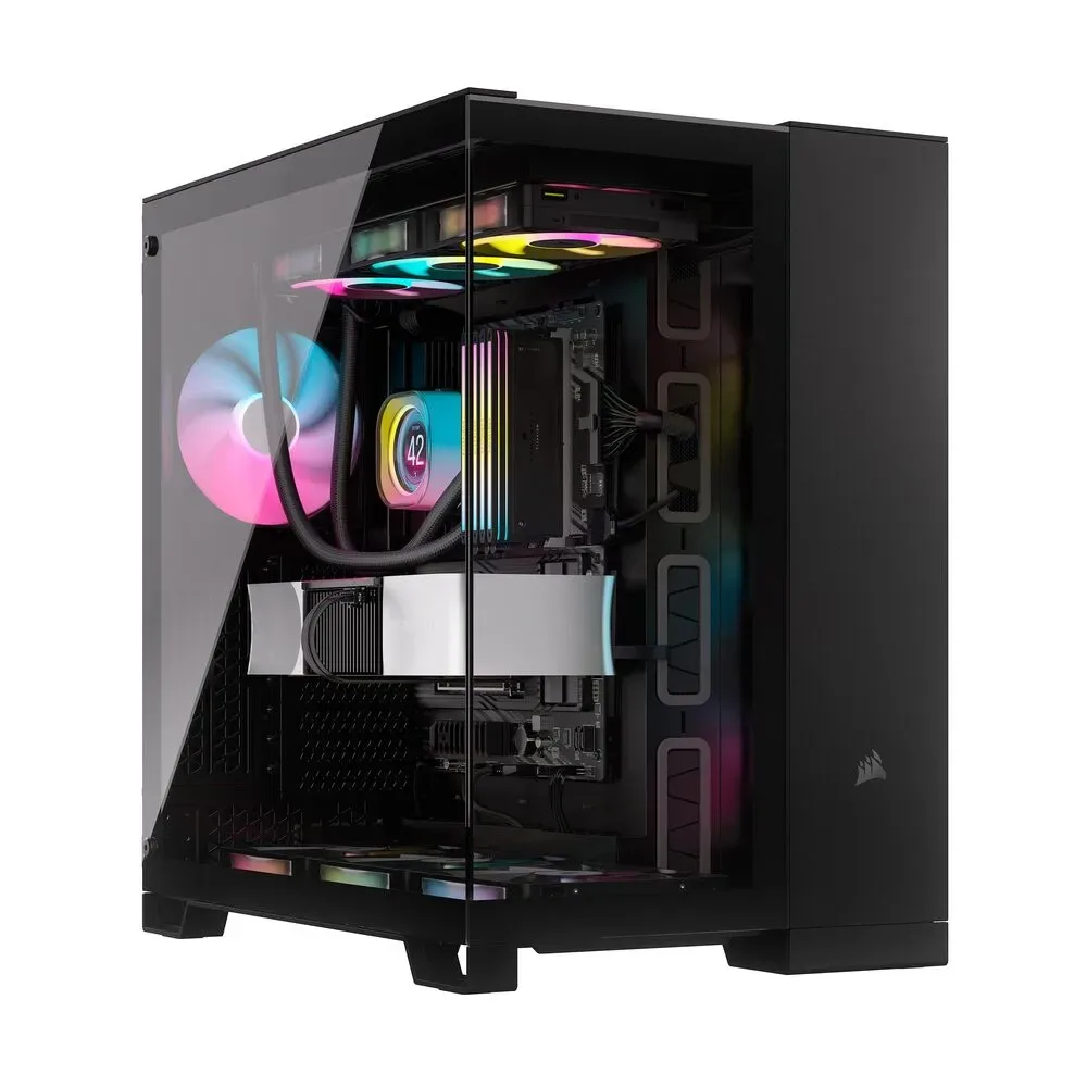 CASE GAMING CORSAIR DOBLE CAMARA MEDIA TORRE 6500X VIDRIO TEMPLADO 3 ICUE LINK RX RGB BLACK CC-9011269-WW