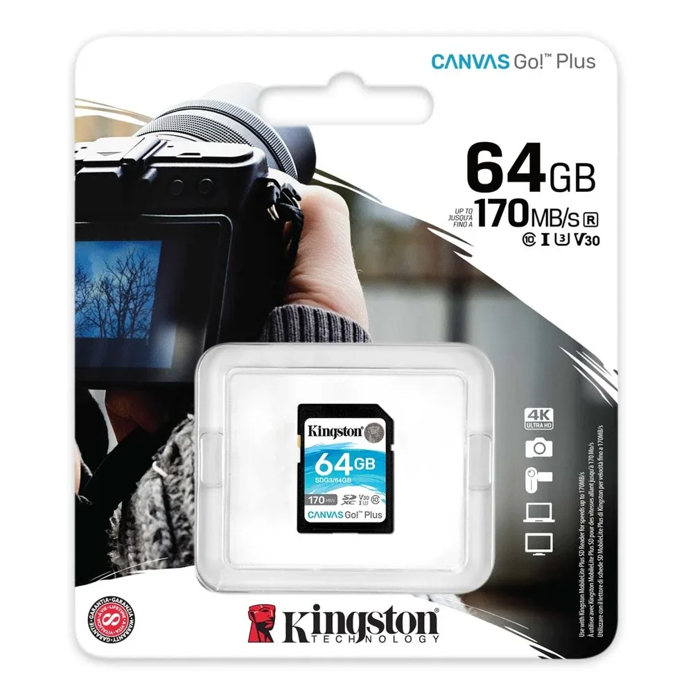 Memoria SD Kingston 64GB Canvas Go Plus 4K