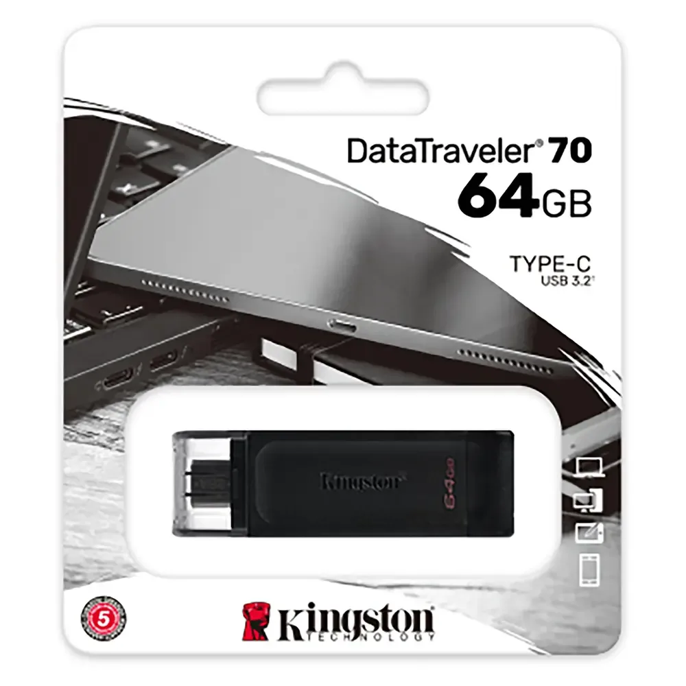 Kingston usb memoria usb-c 3.2 gen 1 datatraveler puerto tipo C-DT70/64GB