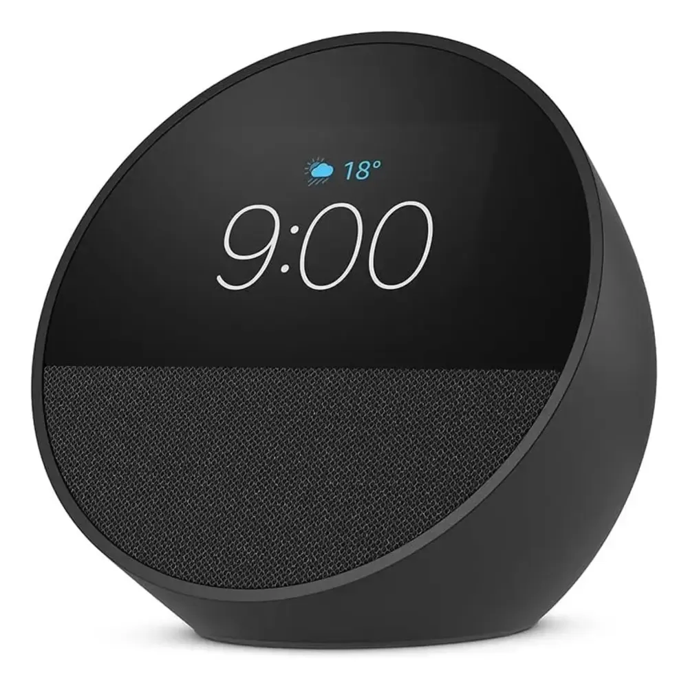 PARLANTE AMAZON ECHO SPOT 2024 CON ALEXA RELOJ CON ALARMA NEGRO B0BFCBKXWLB