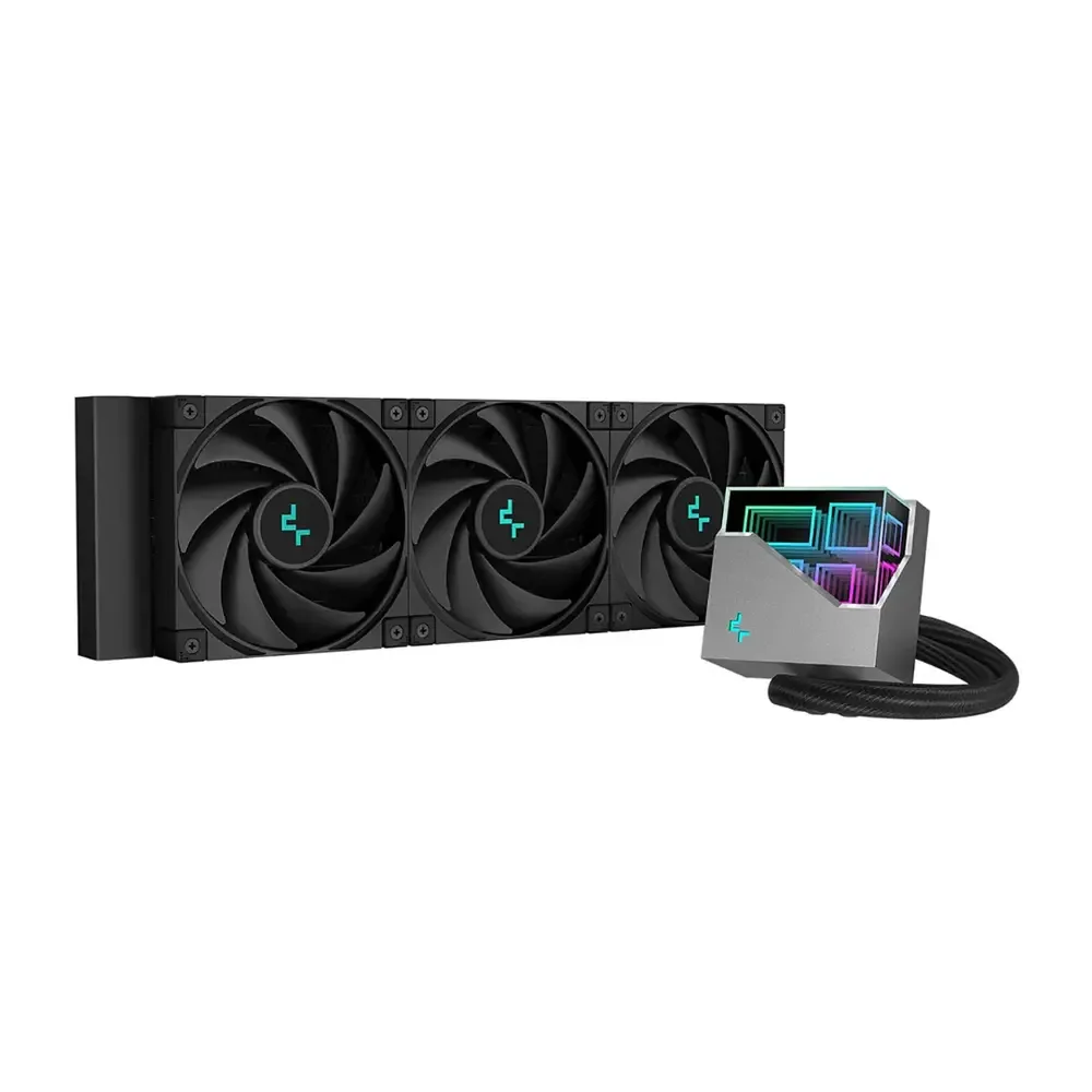 ENFRIAMIENTO LIQUIDO DEEPCOOL LT720 360MM TRIPLE VENTILADOR 120MM PARA CPU ESPEJO INFINITO MULTIDIMENSIONAL RGB NEGRO R-LT720-BKMNF-G1