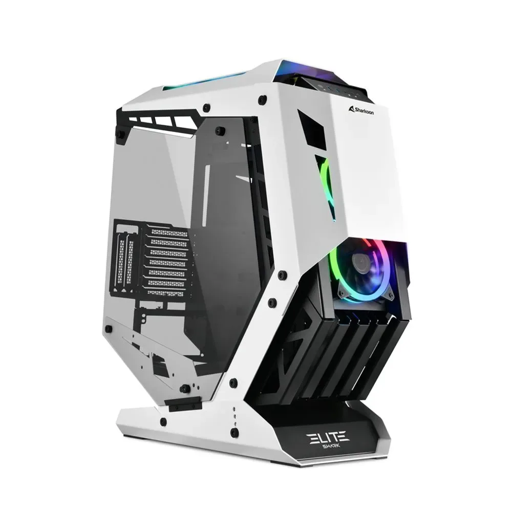 CASE SHARKOON ELITE SHARK CA700 BK/WH TORRE PREMIUM PANEL LATERAL DE VIDRIO TEMPLADO 5 VENTILADORES RGB NEGRO Y BLANCO 4044951032112