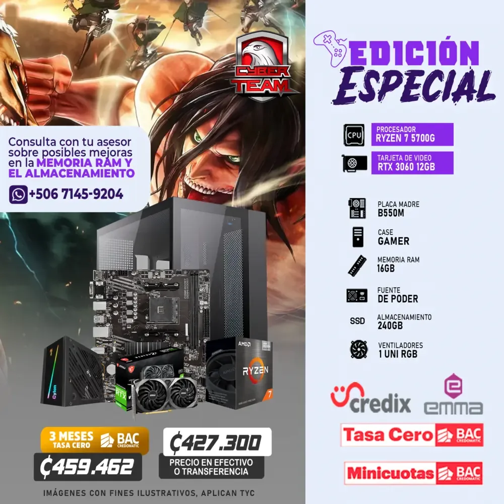 EDICION ESPECIAL PC GAMING RYZEN 7 5700G RTX 3060 12GB