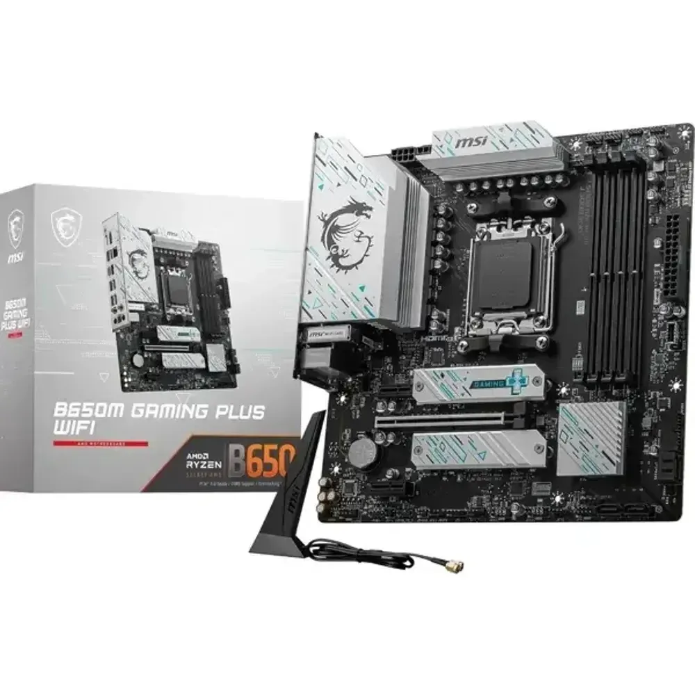 TARJETA MADRE MSI B650M GAMING PLUS WIFI AM5 DDR5 2X M.2 + 4X SATA USB 3.2 WIFI 6E 1X PCIE 4.0 RGB 911-7E24-008 NEGRO